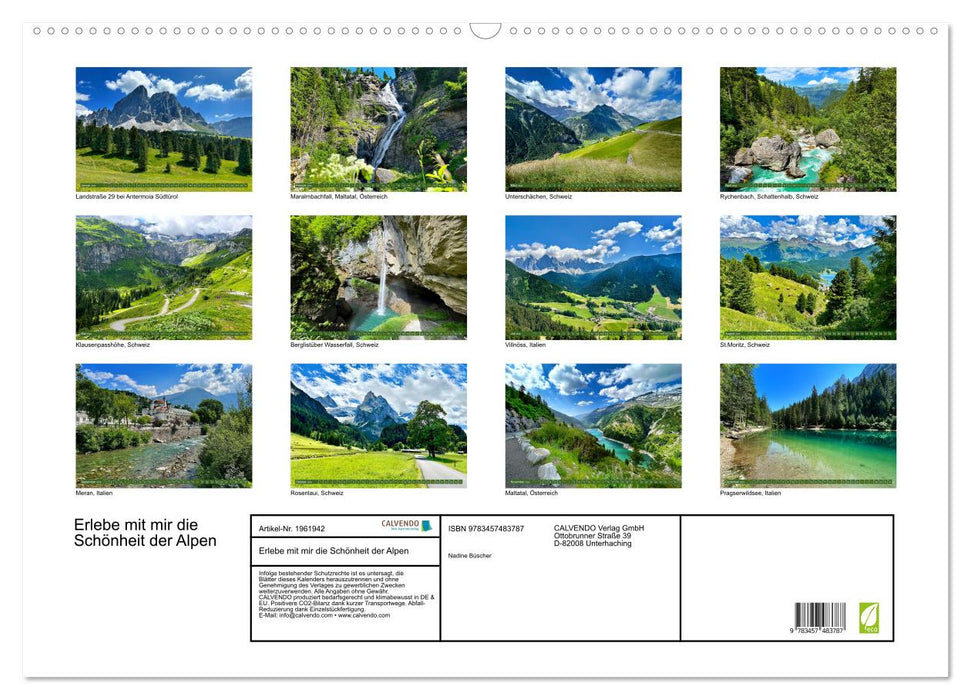 Erlebe mit mir die Schönheit der Alpen (CALVENDO Wandkalender 2026)