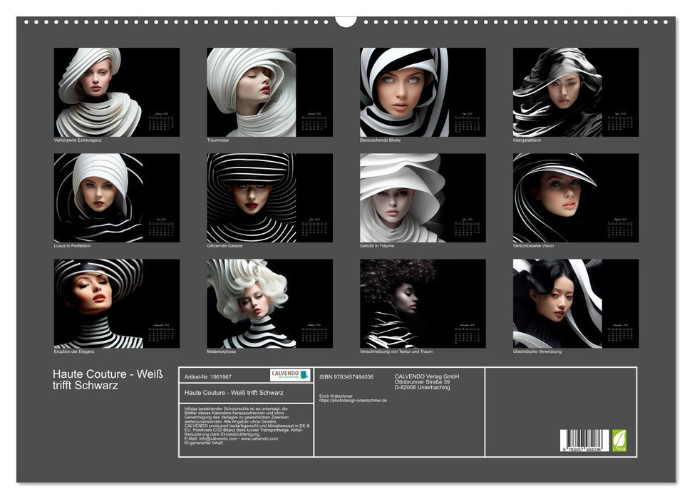 Haute Couture - Weiß trifft Schwarz (CALVENDO Wandkalender 2026)