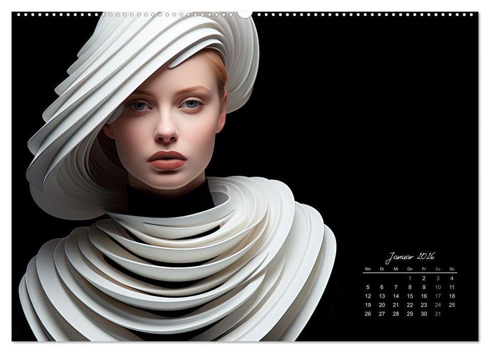 Haute Couture - Weiß trifft Schwarz (CALVENDO Wandkalender 2026)