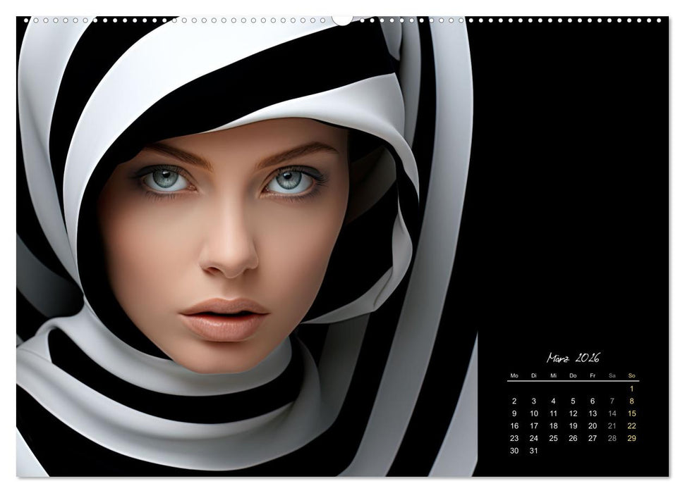 Haute Couture - Weiß trifft Schwarz (CALVENDO Wandkalender 2026)