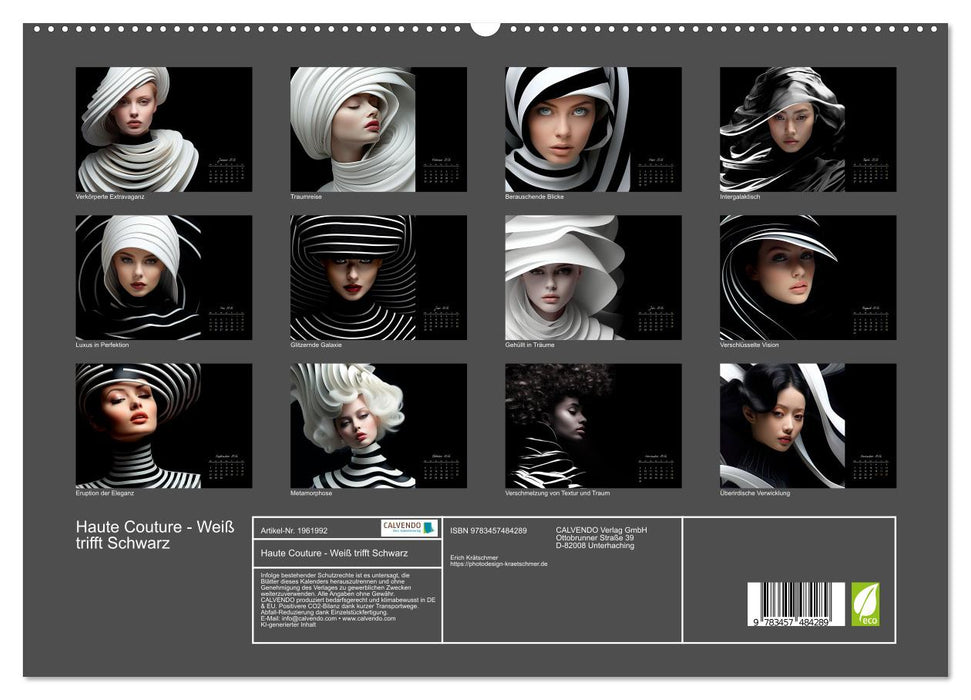 Haute Couture - Weiß trifft Schwarz (CALVENDO Premium Wandkalender 2026)