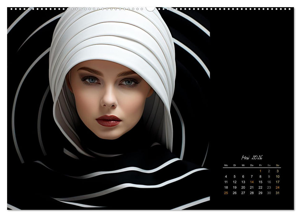 Haute Couture - Weiß trifft Schwarz (CALVENDO Premium Wandkalender 2026)