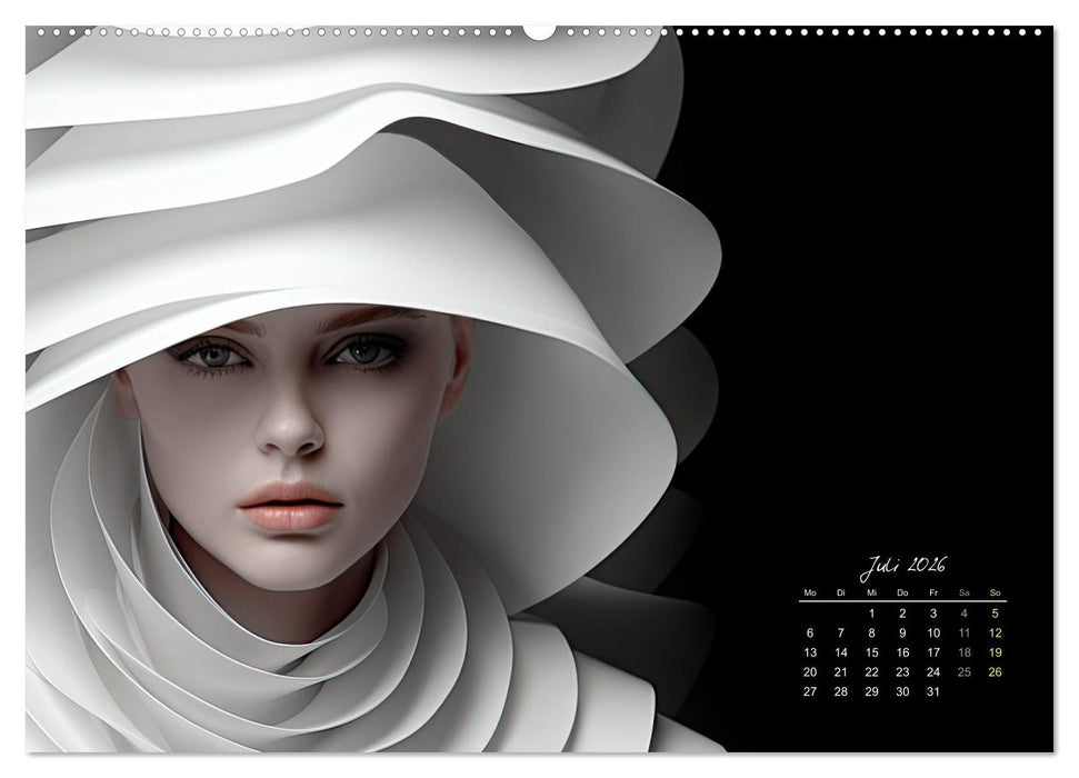 Haute Couture - Weiß trifft Schwarz (CALVENDO Premium Wandkalender 2026)