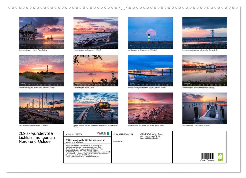 2026 - wundervolle Lichtstimmungen an Nord- und Ostsee (CALVENDO Wandkalender 2026)