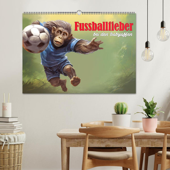 Fußballfieber bei den Babyaffen (CALVENDO Wandkalender 2026)