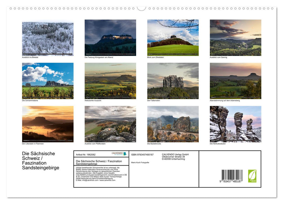 Die Sächsische Schweiz / Faszination Sandsteingebirge (CALVENDO Premium Wandkalender 2026)