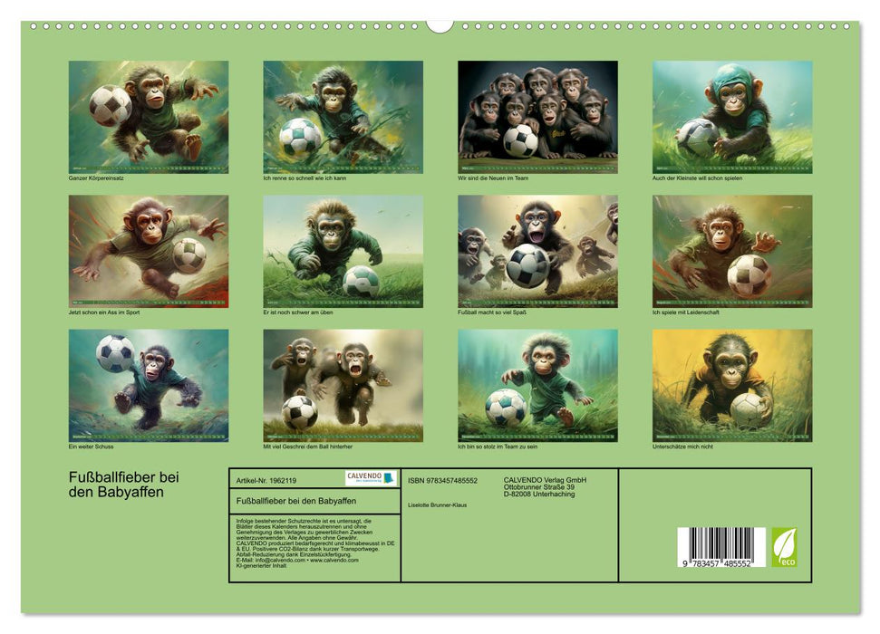 Fußballfieber bei den Babyaffen (CALVENDO Premium Wandkalender 2026)