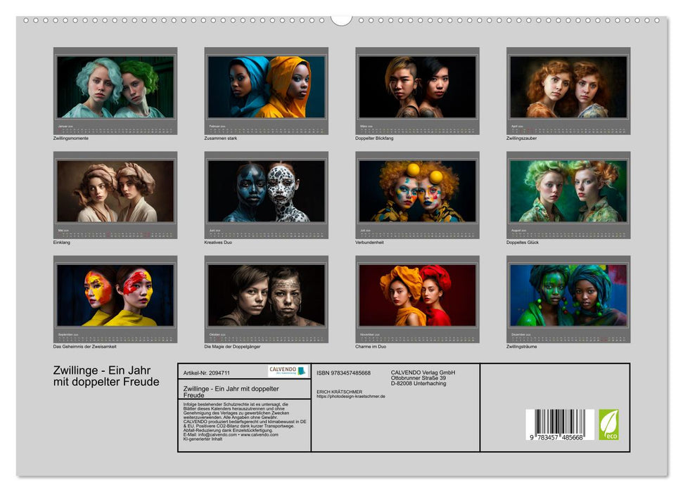 Zwillinge - Ein Jahr mit doppelter Freude (CALVENDO Premium Wandkalender 2026)