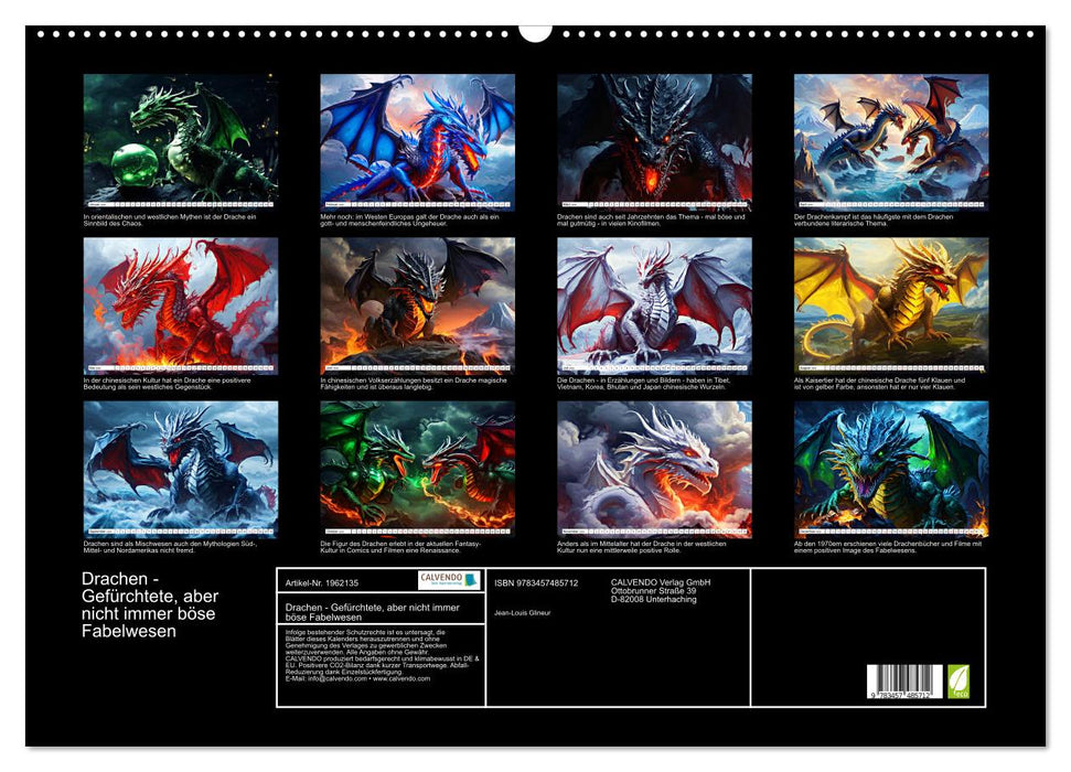 Drachen - Gefürchtete, aber nicht immer böse Fabelwesen (CALVENDO Wandkalender 2026)