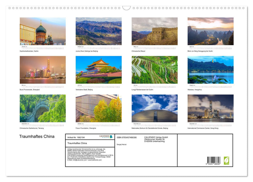 Traumhaftes China (CALVENDO Wandkalender 2026)