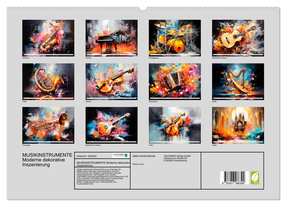 MUSIKINSTRUMENTE Moderne dekorative Inszenierung (CALVENDO Premium Wandkalender 2026)