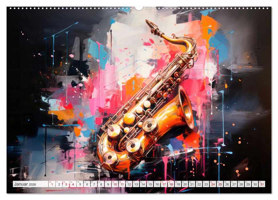 MUSIKINSTRUMENTE Moderne dekorative Inszenierung (CALVENDO Premium Wandkalender 2026)