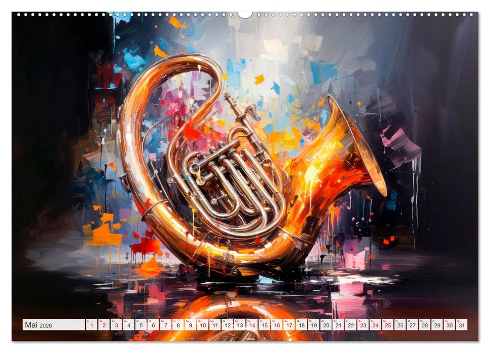 MUSIKINSTRUMENTE Moderne dekorative Inszenierung (CALVENDO Premium Wandkalender 2026)