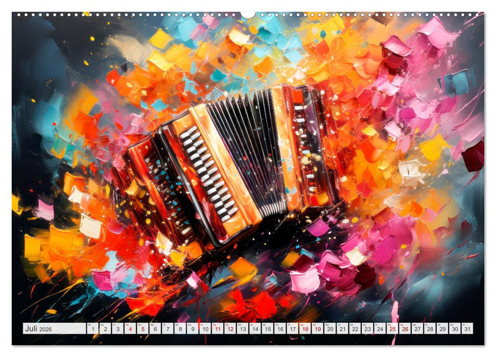 MUSIKINSTRUMENTE Moderne dekorative Inszenierung (CALVENDO Premium Wandkalender 2026)