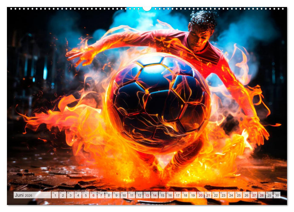 FUßBALLFIEBER Dynamische Szenen (CALVENDO Premium Wandkalender 2026)