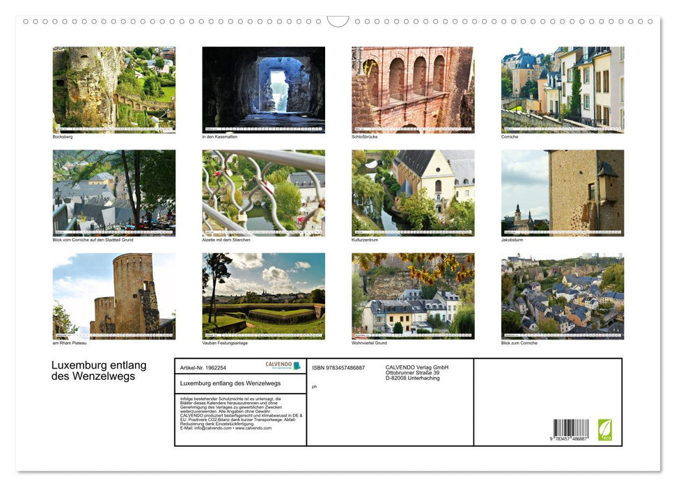 Luxemburg entlang des Wenzelwegs (CALVENDO Wandkalender 2026)