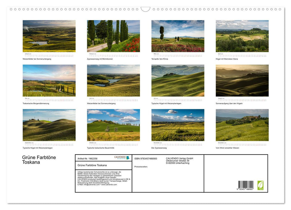 Grüne Farbtöne Toskana (CALVENDO Wandkalender 2026)