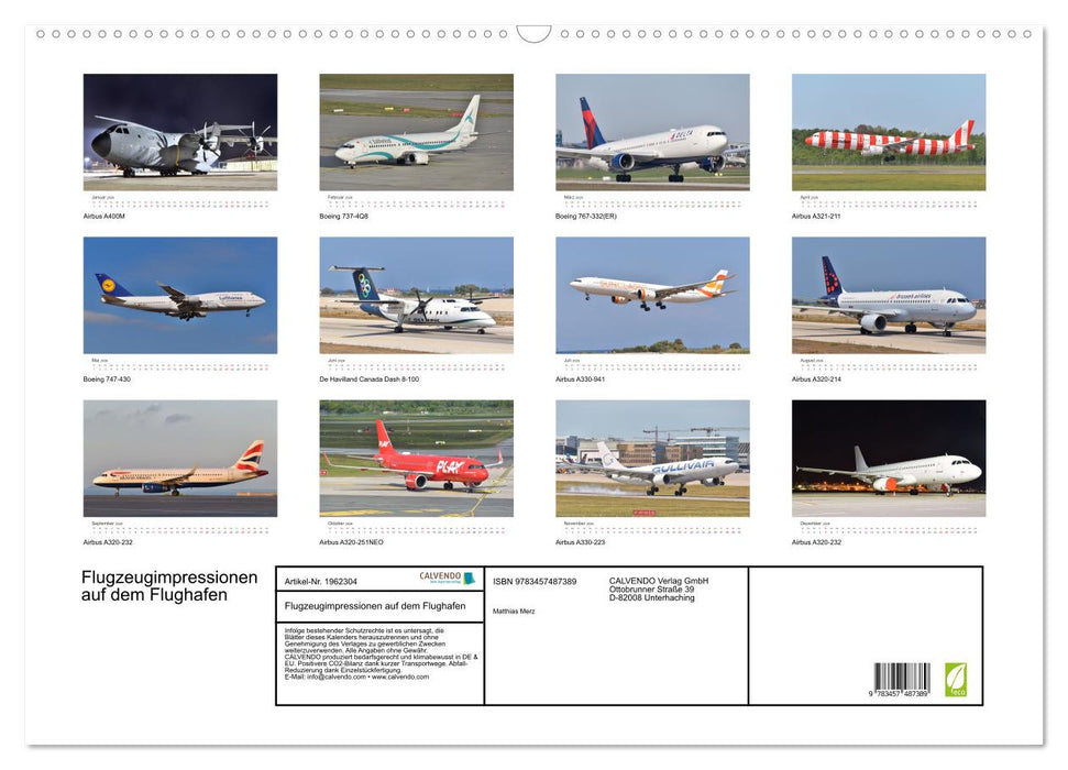 Flugzeugimpressionen auf dem Flughafen (CALVENDO Wandkalender 2026)