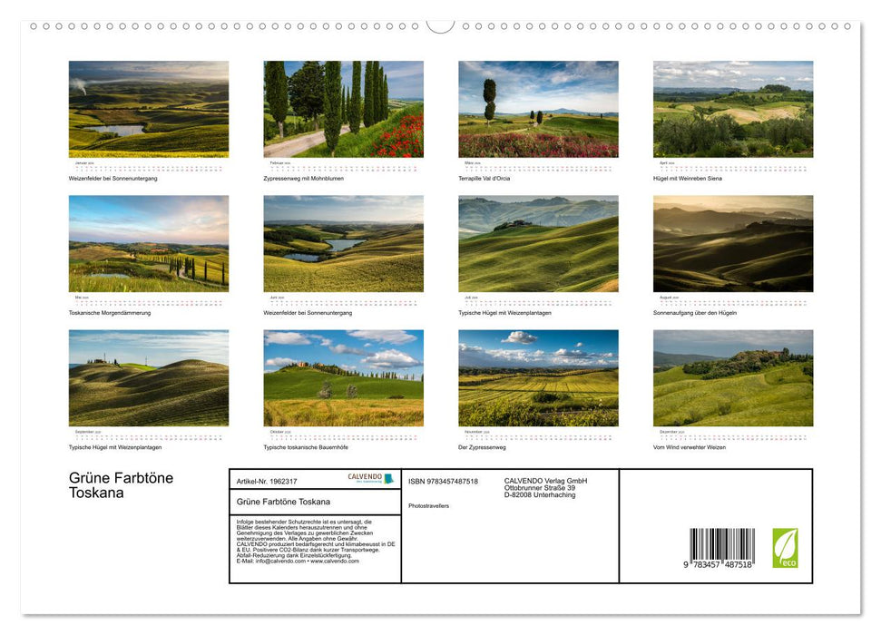 Grüne Farbtöne Toskana (CALVENDO Premium Wandkalender 2026)