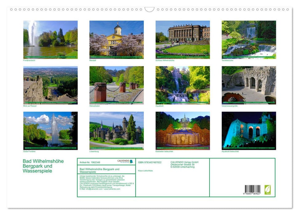 Bad Wilhelmshöhe Bergpark und Wasserspiele (CALVENDO Wandkalender 2026)