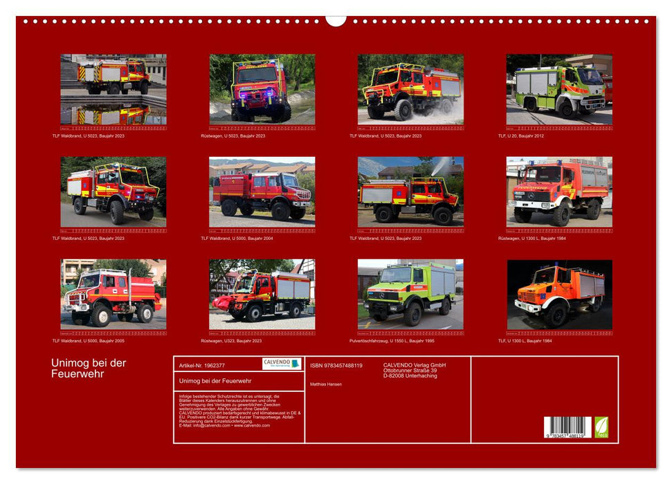 Unimog bei der Feuerwehr (CALVENDO Wandkalender 2026)