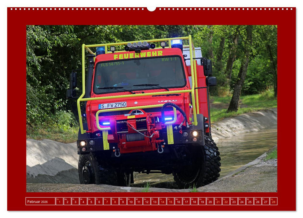 Unimog bei der Feuerwehr (CALVENDO Wandkalender 2026)