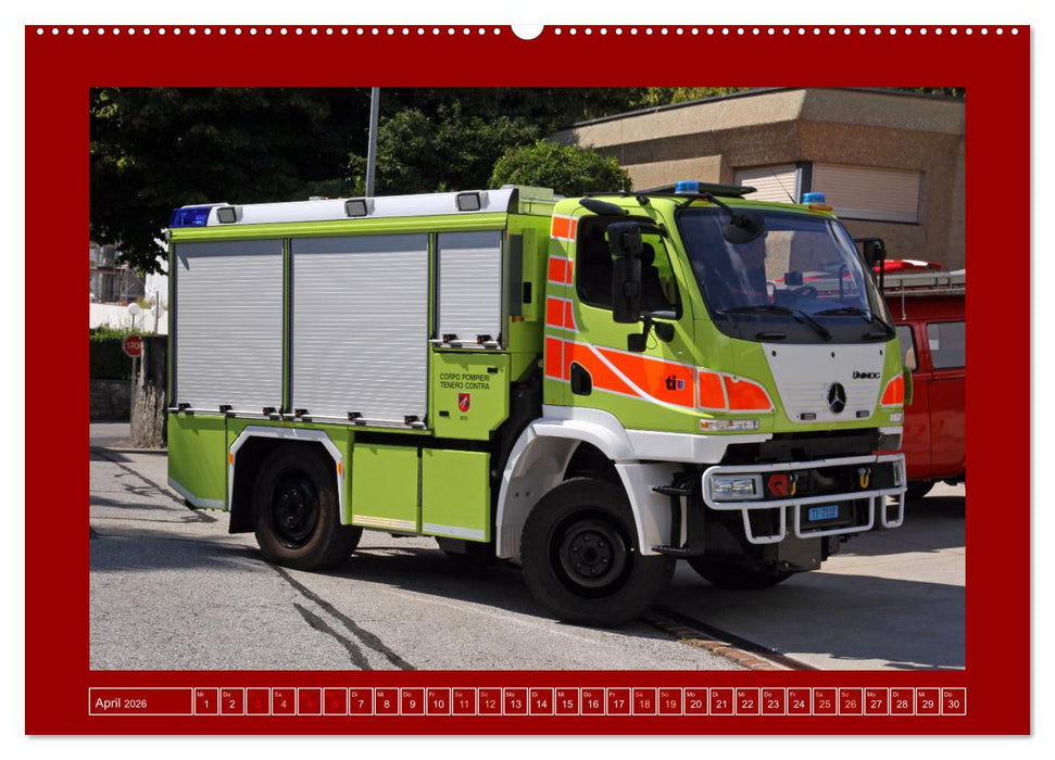 Unimog bei der Feuerwehr (CALVENDO Wandkalender 2026)