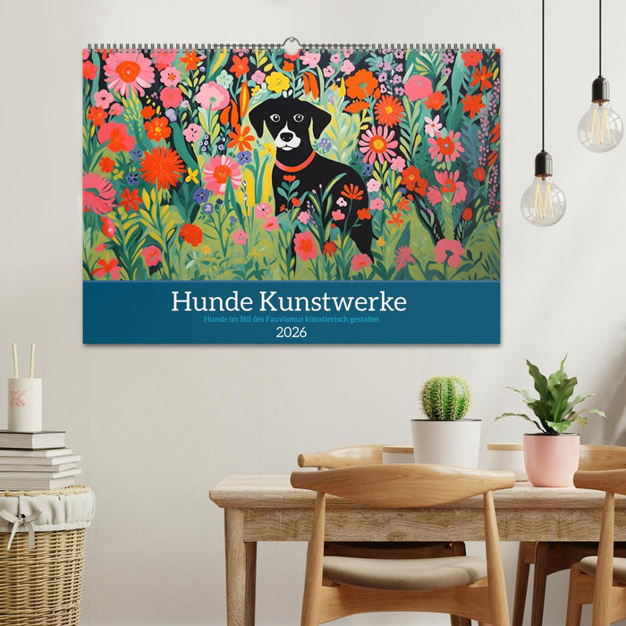 Hunde Kunstwerke - Hunde im Stil des Fauvismus künstlerisch gestaltet (CALVENDO Wandkalender 2026)