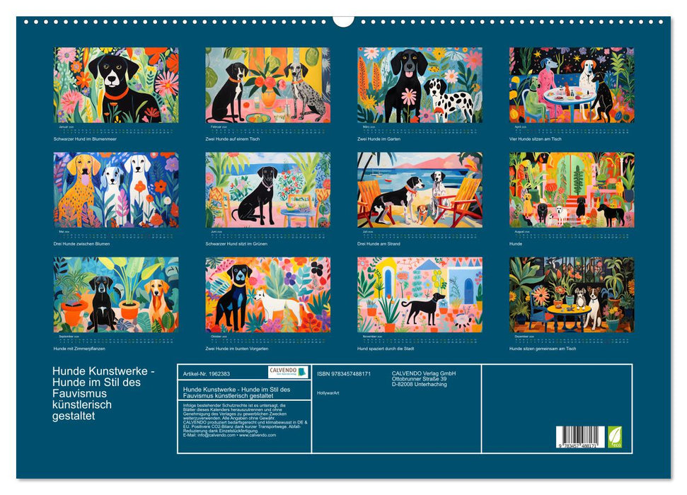 Hunde Kunstwerke - Hunde im Stil des Fauvismus künstlerisch gestaltet (CALVENDO Wandkalender 2026)