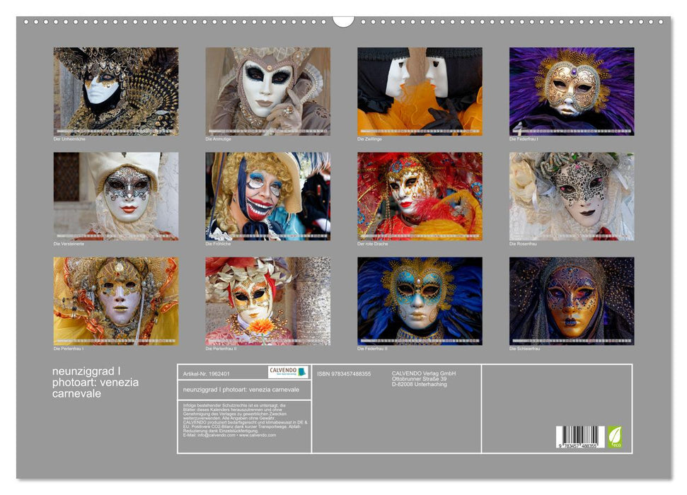 neunziggrad I photoart: venezia carnevale (CALVENDO Wandkalender 2026)