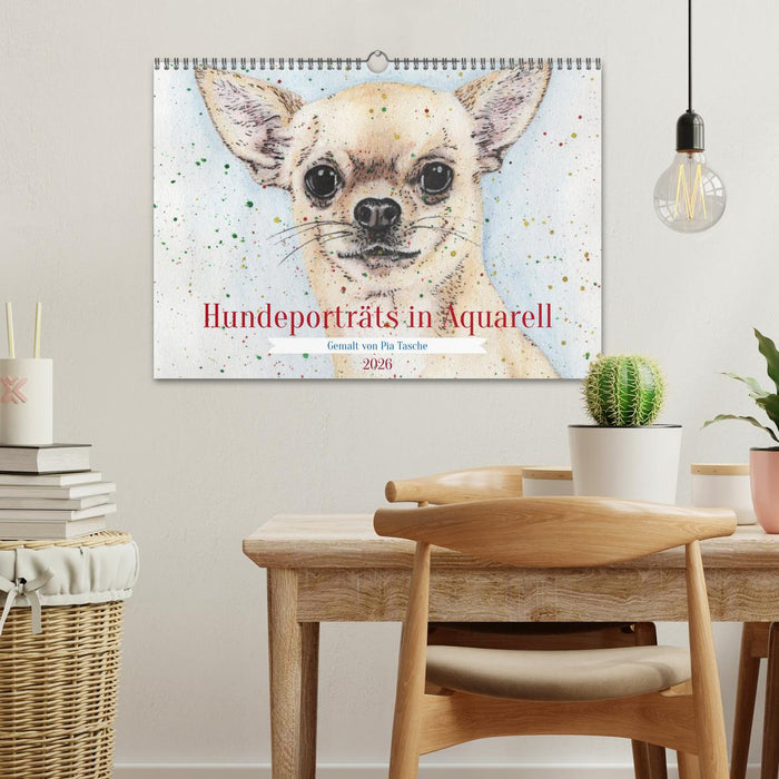 Hundeporträts in Aquarell (CALVENDO Wandkalender 2026)