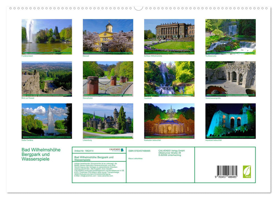 Bad Wilhelmshöhe Bergpark und Wasserspiele (CALVENDO Premium Wandkalender 2026)