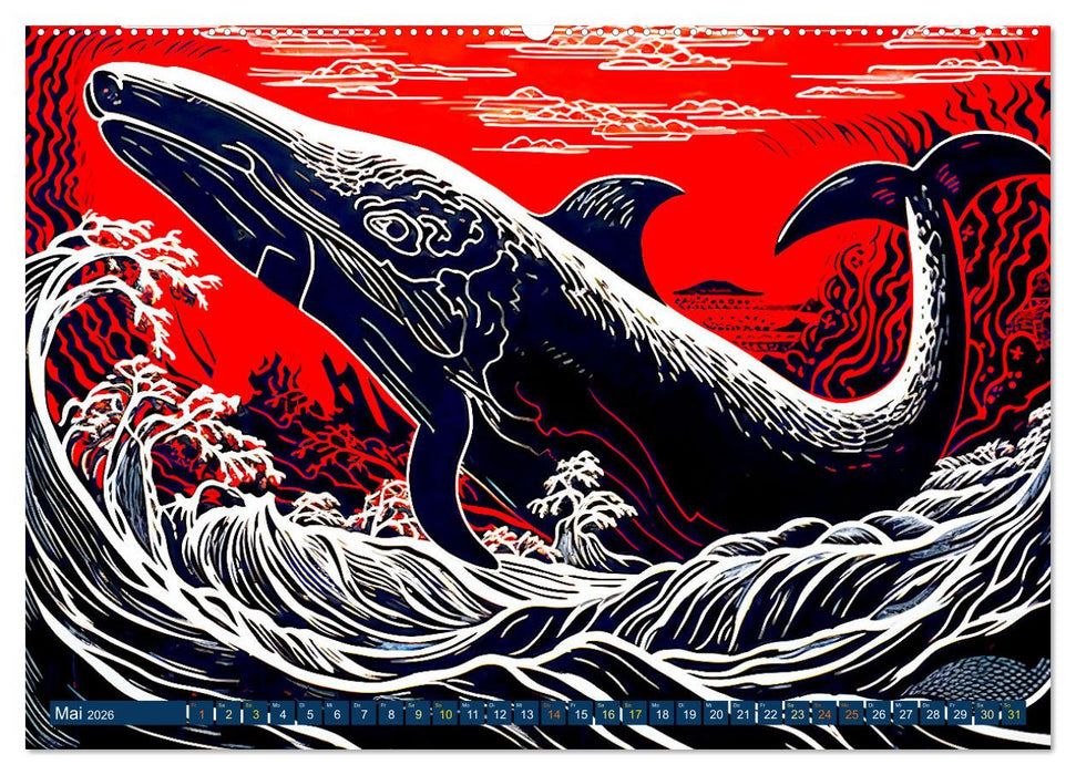 Linolwelt - Meeresbewohner und Kunst (CALVENDO Premium Wandkalender 2026)