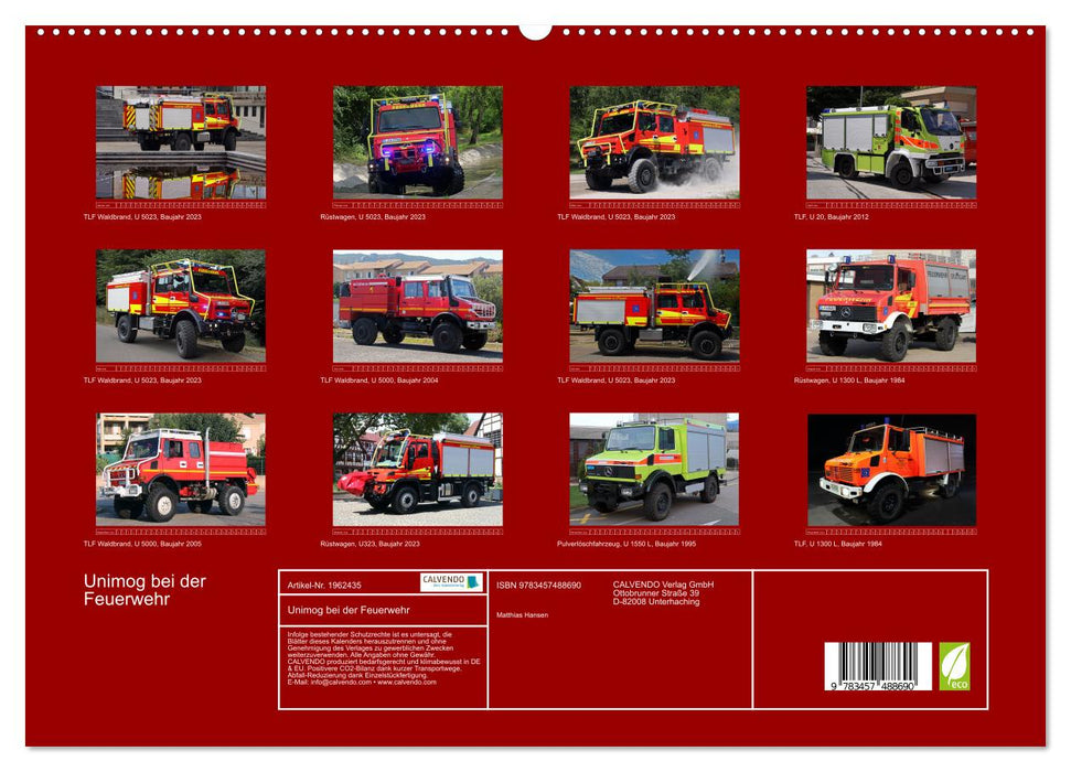 Unimog bei der Feuerwehr (CALVENDO Premium Wandkalender 2026)
