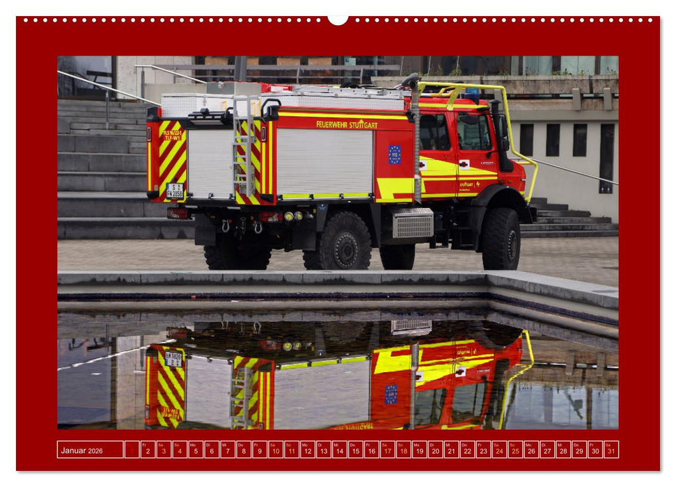 Unimog bei der Feuerwehr (CALVENDO Premium Wandkalender 2026)