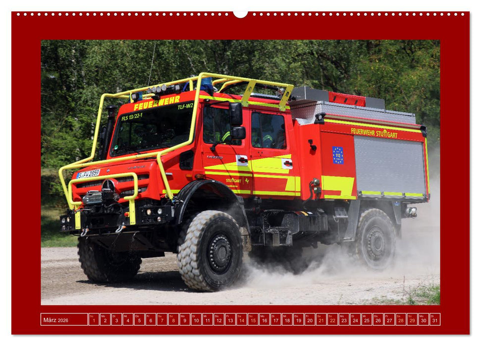 Unimog bei der Feuerwehr (CALVENDO Premium Wandkalender 2026)