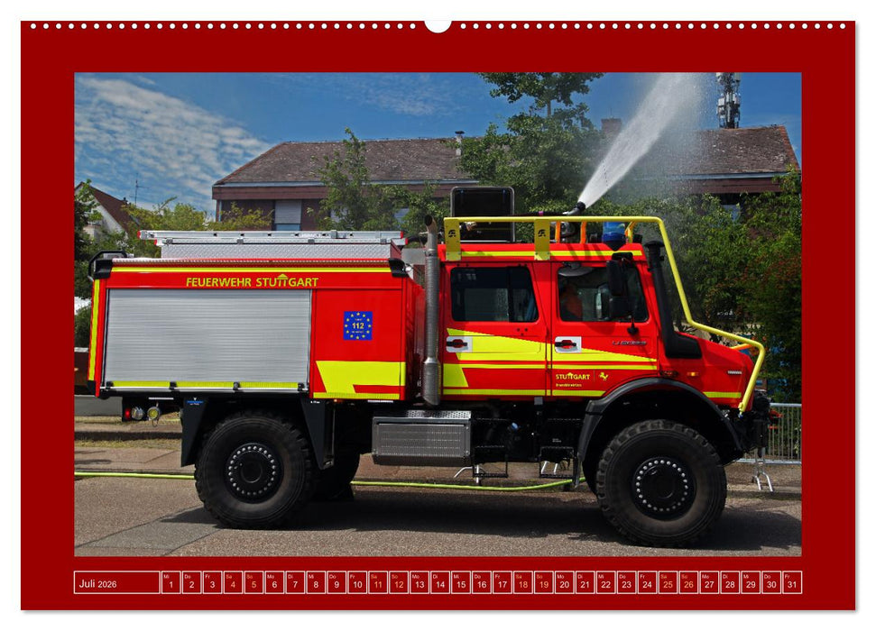 Unimog bei der Feuerwehr (CALVENDO Premium Wandkalender 2026)