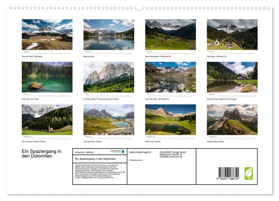 Ein Spaziergang in den Dolomiten (CALVENDO Premium Wandkalender 2026)