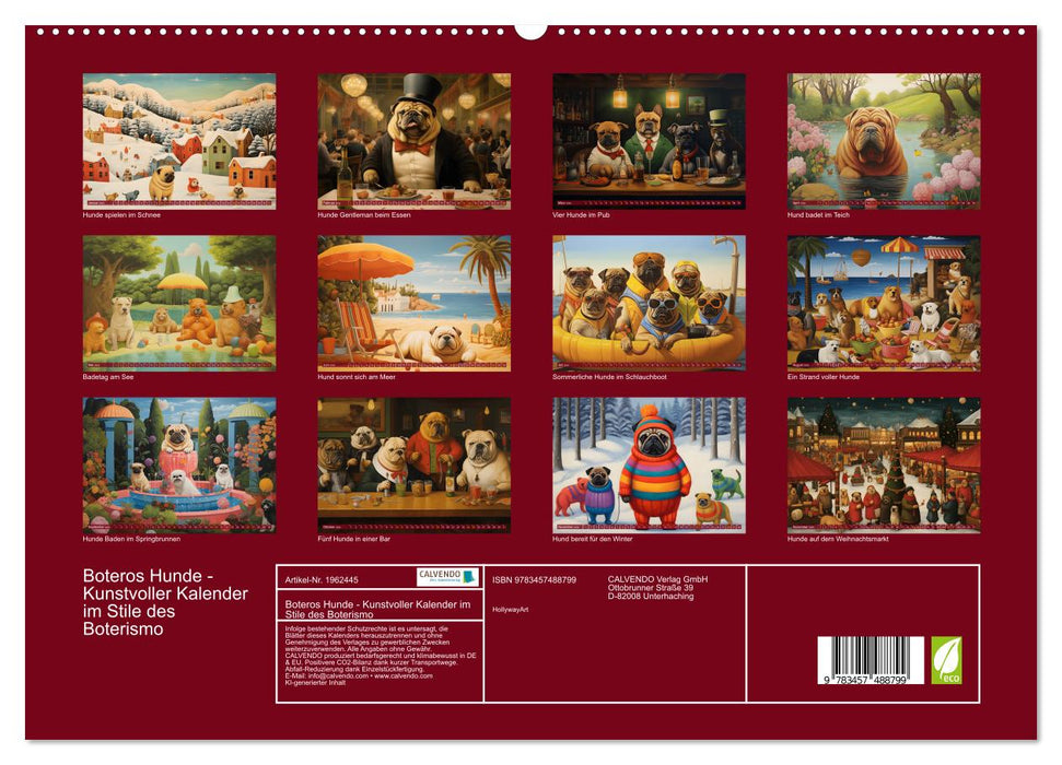 Boteros Hunde - Kunstvoller Kalender im Stile des Boterismo (CALVENDO Premium Wandkalender 2026)