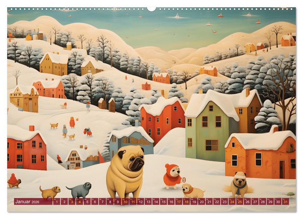 Boteros Hunde - Kunstvoller Kalender im Stile des Boterismo (CALVENDO Premium Wandkalender 2026)