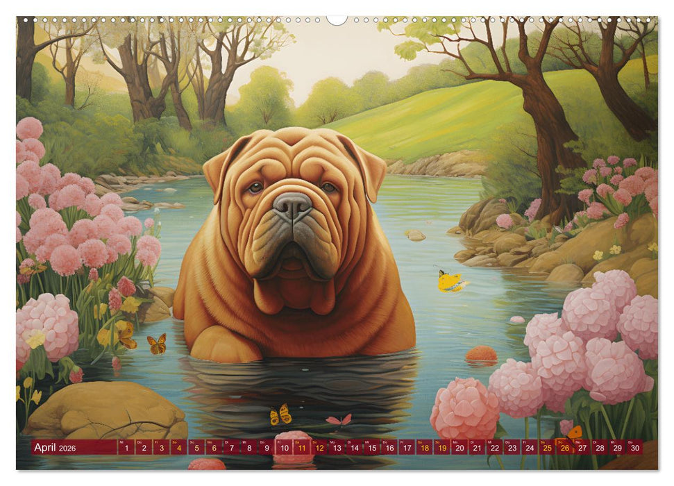 Boteros Hunde - Kunstvoller Kalender im Stile des Boterismo (CALVENDO Premium Wandkalender 2026)