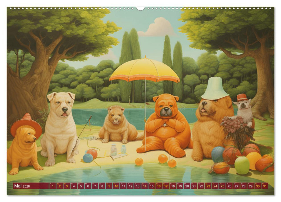 Boteros Hunde - Kunstvoller Kalender im Stile des Boterismo (CALVENDO Premium Wandkalender 2026)