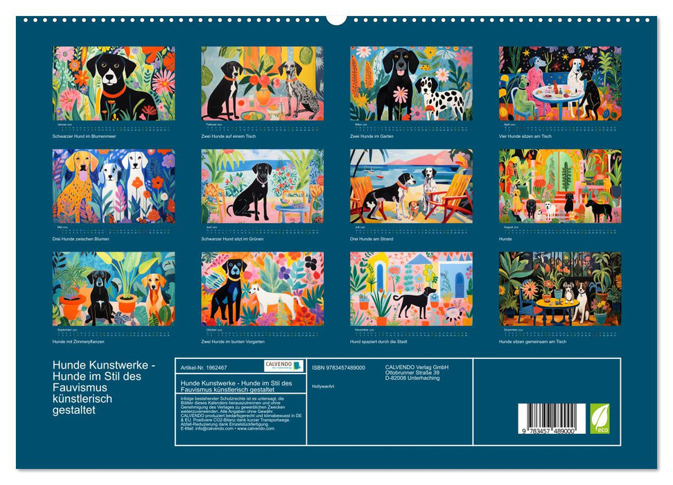 Hunde Kunstwerke - Hunde im Stil des Fauvismus künstlerisch gestaltet (CALVENDO Premium Wandkalender 2026)