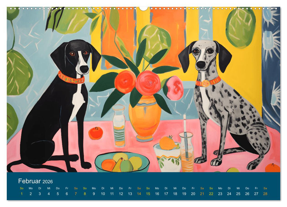 Hunde Kunstwerke - Hunde im Stil des Fauvismus künstlerisch gestaltet (CALVENDO Premium Wandkalender 2026)