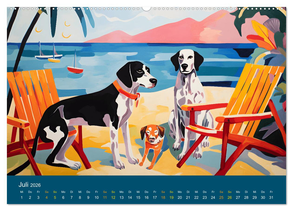 Hunde Kunstwerke - Hunde im Stil des Fauvismus künstlerisch gestaltet (CALVENDO Premium Wandkalender 2026)