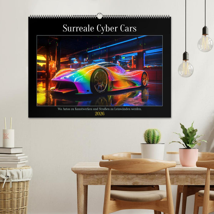 Surreale Cyber Cars (CALVENDO Wandkalender 2026)
