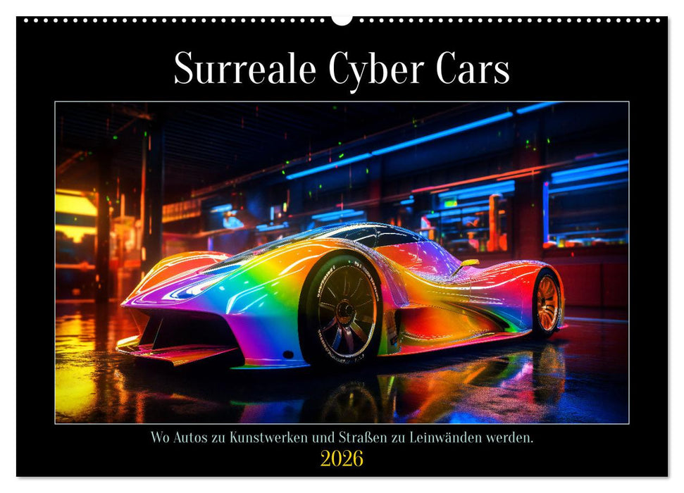 Surreale Cyber Cars (CALVENDO Wandkalender 2026)