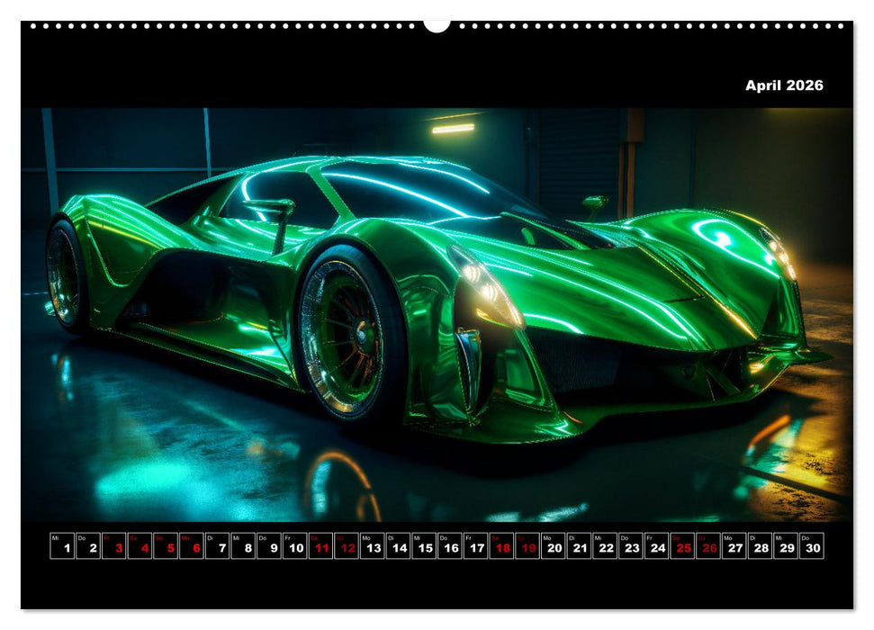 Surreale Cyber Cars (CALVENDO Wandkalender 2026)