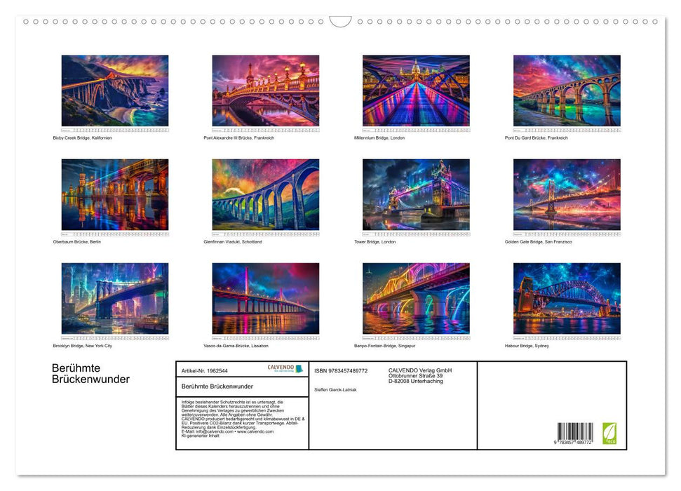 Berühmte Brückenwunder (CALVENDO Wandkalender 2026)