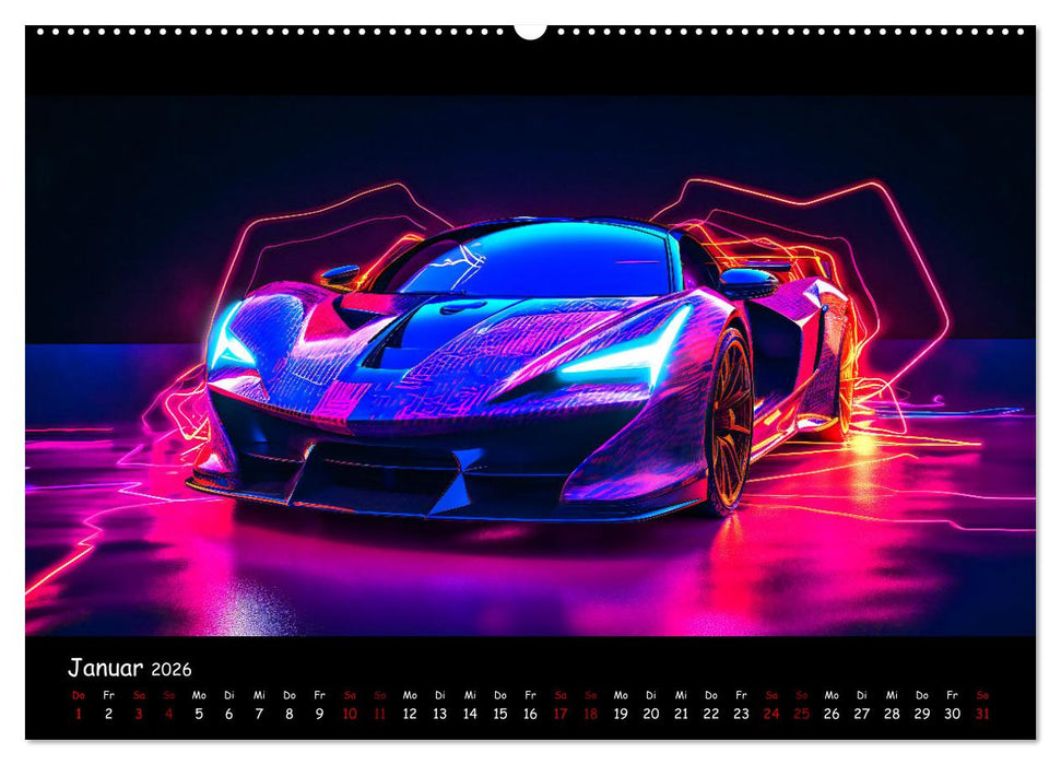 Futuristische Neon Cars (CALVENDO Premium Wandkalender 2026)